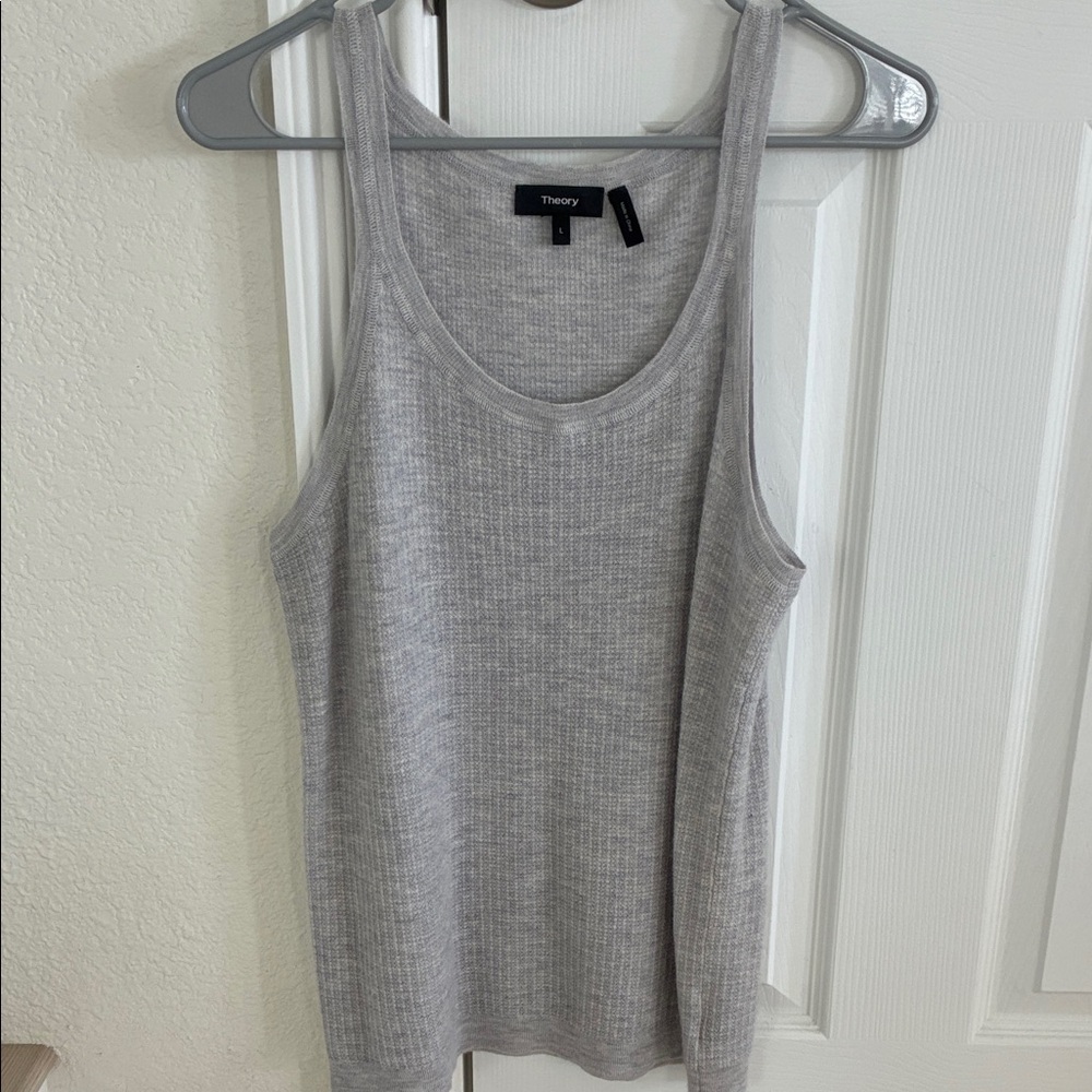 Theory Cashmere Light Gray Sleeveless Tank Top